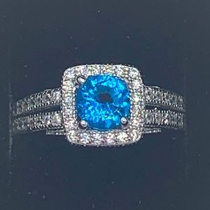 Blue Topaz and White Sapphire ring 8.5